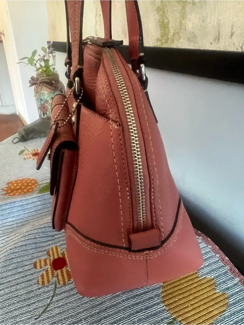 Coach Pink Hampton Satchel Bag with Turnlock